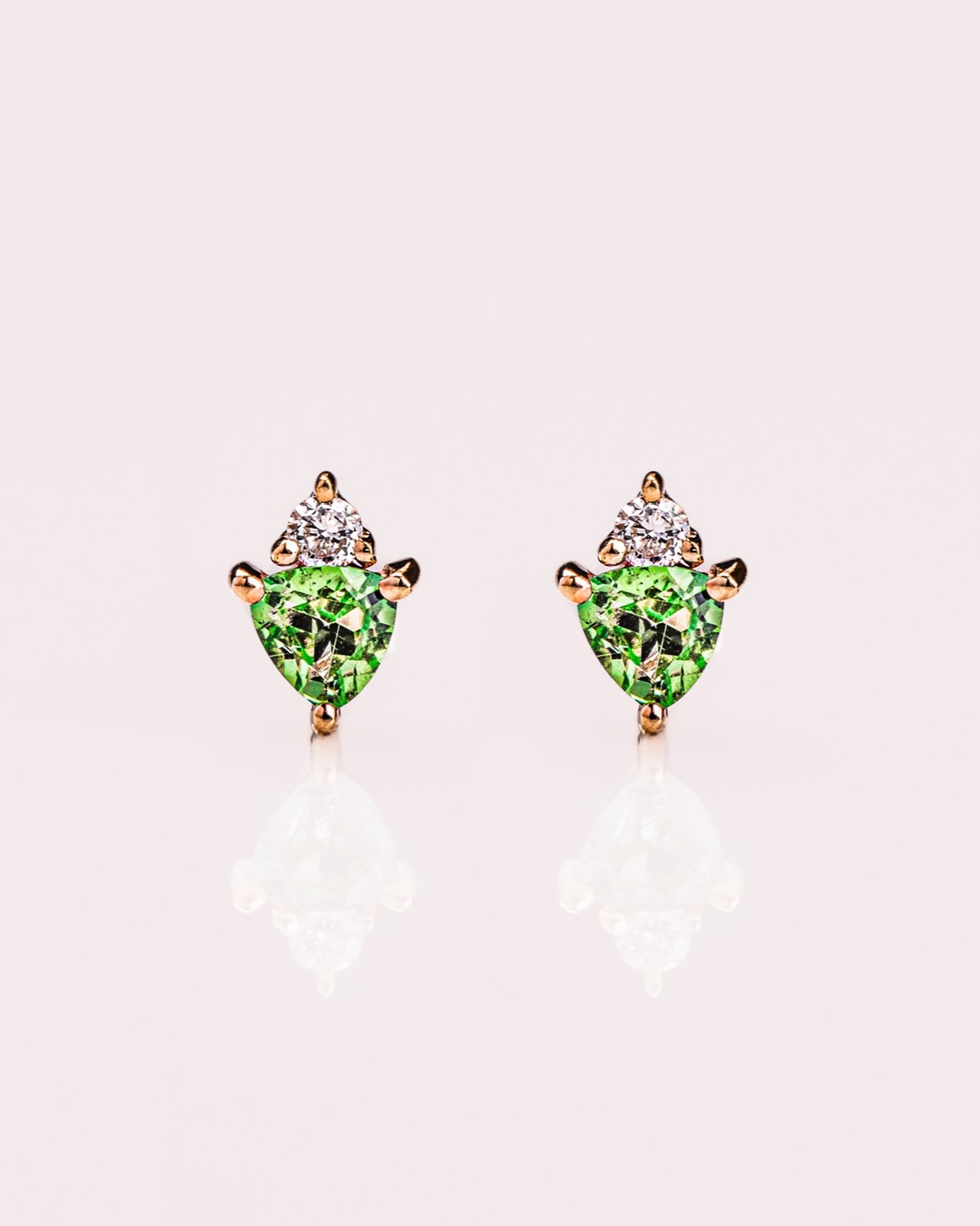Ready to Ship - Tsavorite & Lab-Diamond Earrings